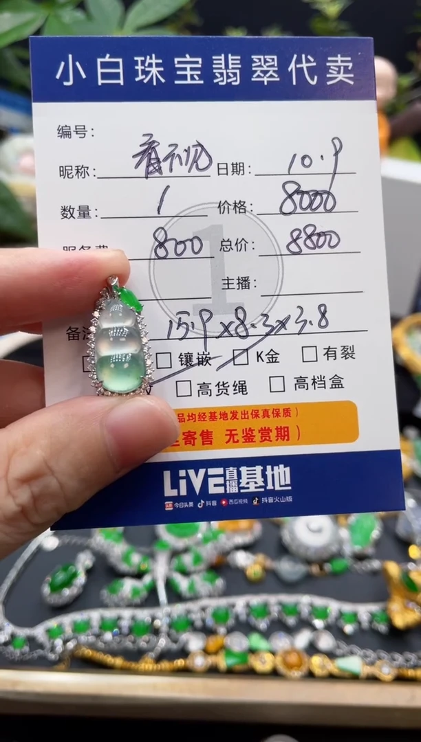 吊坠(不含链)18K金镶嵌翡翠看****?吊坠