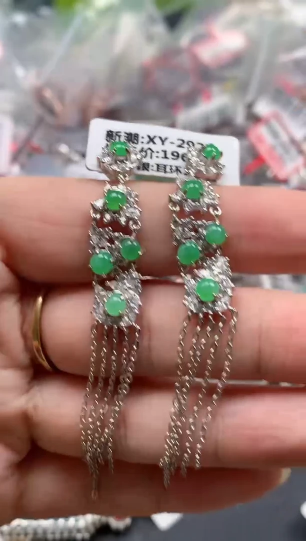 银S925镶嵌戒指翡翠天然A货缅甸翡翠