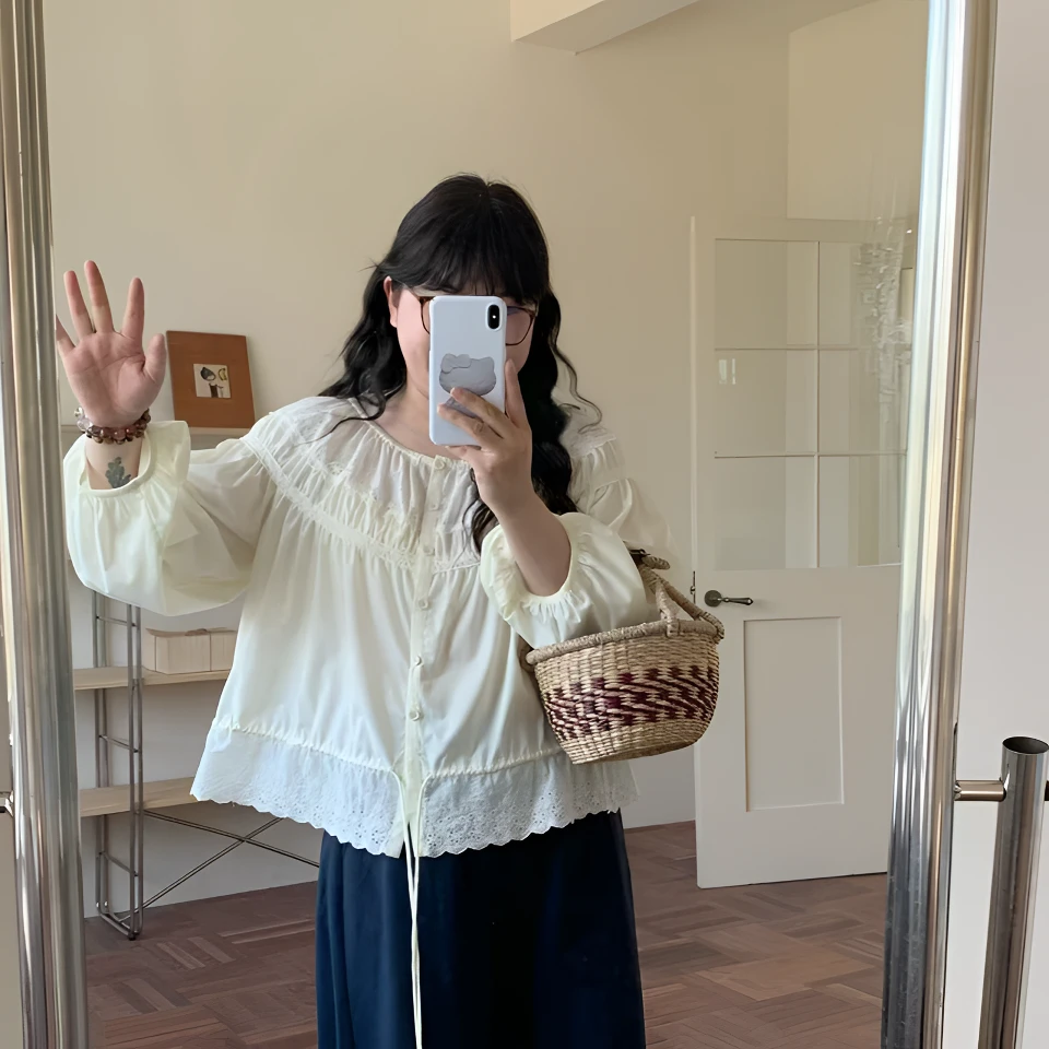 现货【鱼白专属】韩系减龄宽松慵懒风衬衫 0766