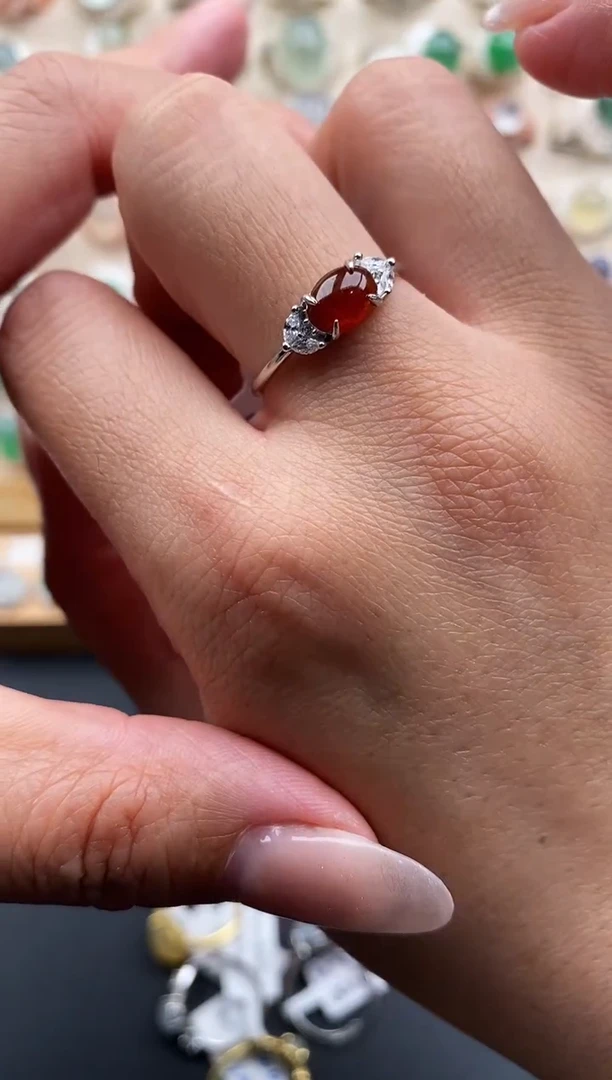 银S925镶嵌戒指翡翠缅甸天然A货翡翠111   6-4