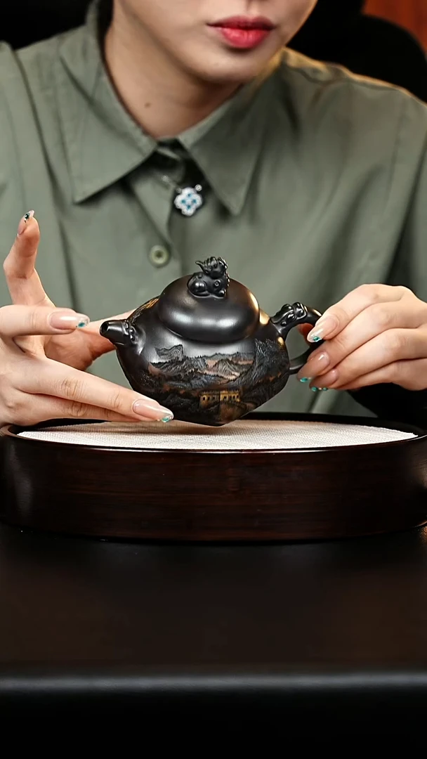茶壶紫砂六方龙韵