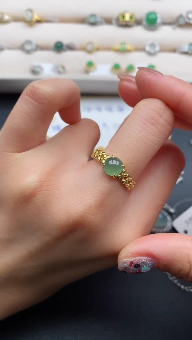 银S925镶嵌戒指翡翠7777777+5