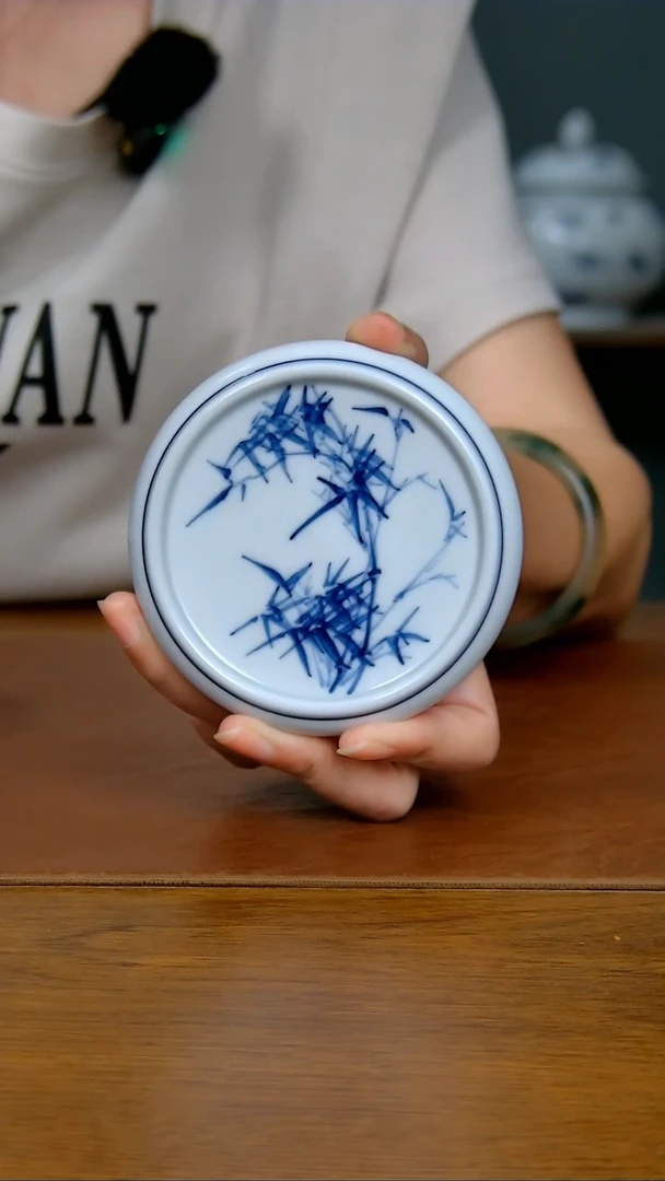 陶瓷写意竹子盖置