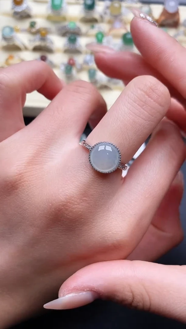 【闪购商品】翡翠戒指银S925镶嵌4444444+5