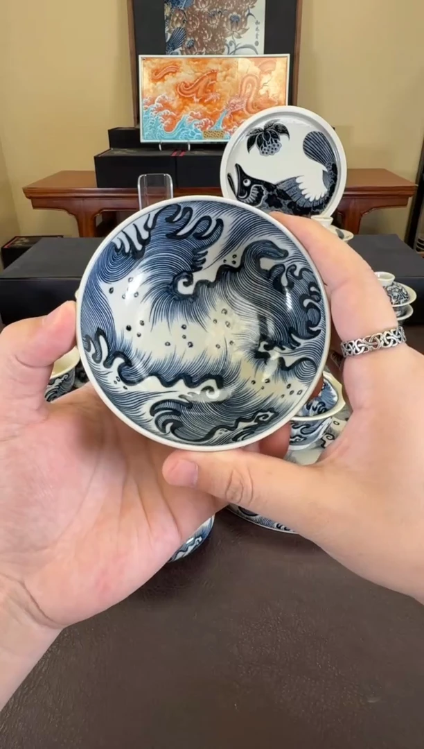 二号釉纯海浪纹普洱杯