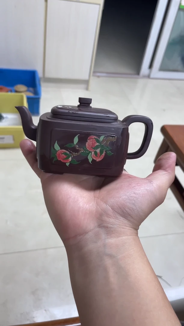 茶壶紫砂泥绘正四方