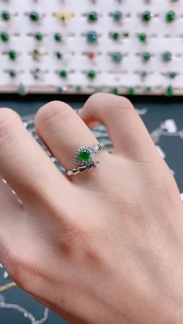 【闪购商品】翡翠戒指银S925镶嵌天然翡翠