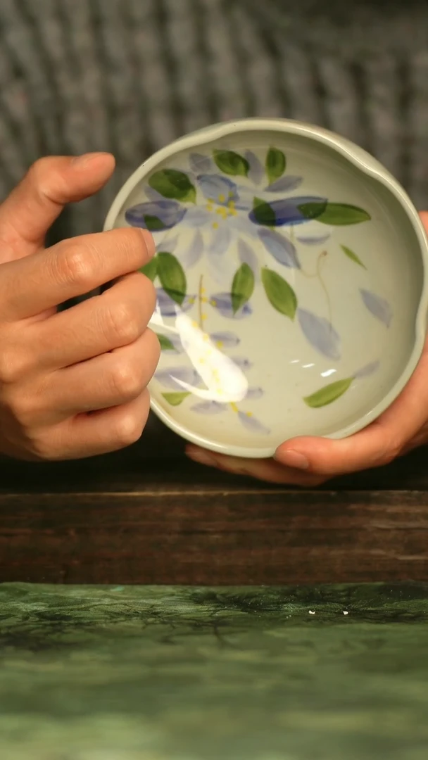陶瓷青诗集手工手绘瓷器