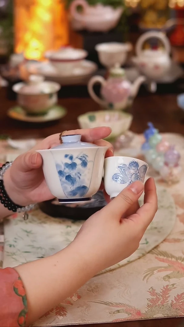 青花幽梦盖碗+杯 哈哈