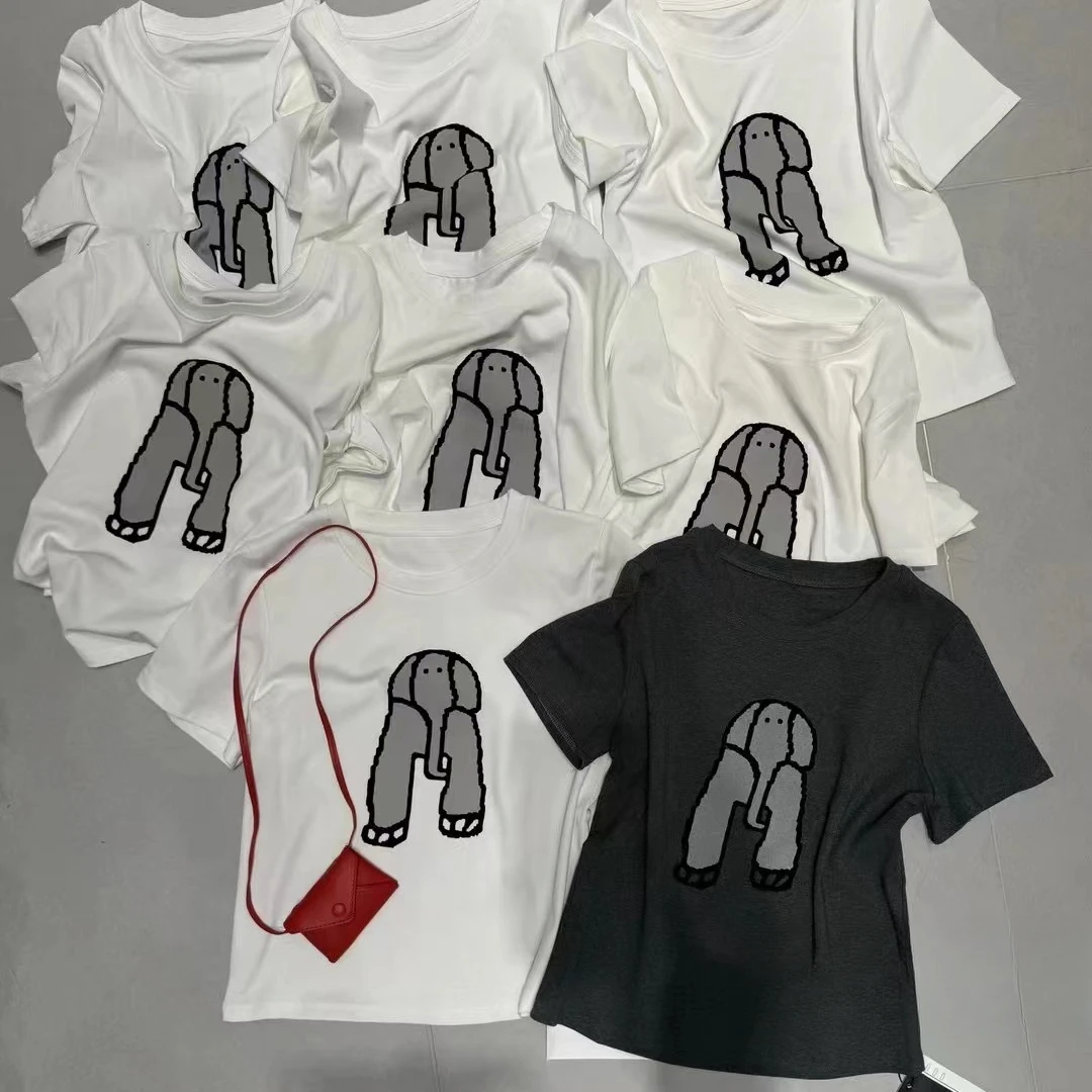 美丽娜推荐百搭植绒小象T恤