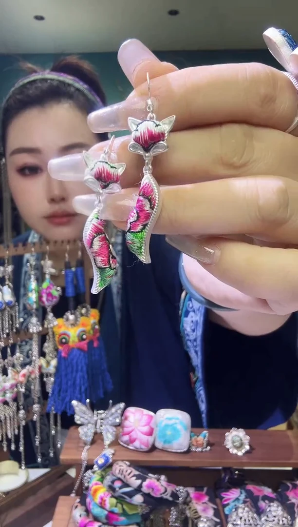 刺绣纯手工民族风刺绣耳环