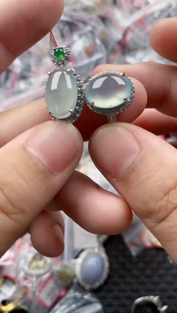 银S925镶嵌戒指翡翠111      8