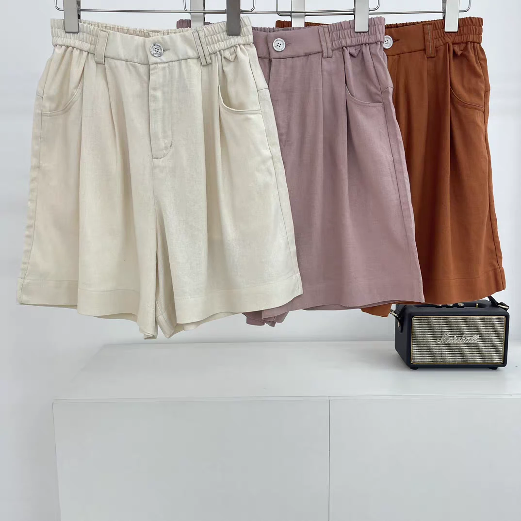 短裤显瘦透气夏季麻高腰五分裤通用阔腿薄款