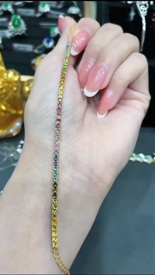 手链银S925镶嵌碧玺1