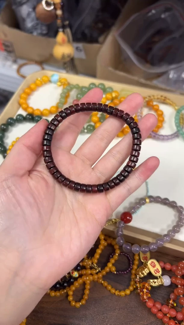 小叶紫檀手串/手链孤品紫檀木药片珠手链[0682]
