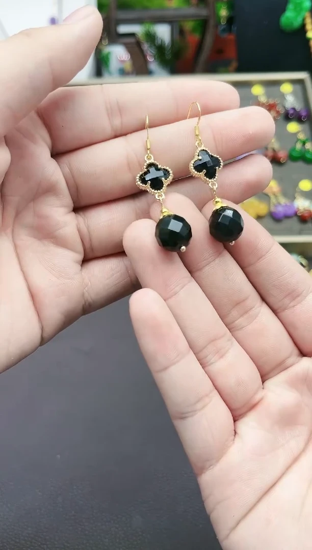 【闪购商品】黑曜岩耳饰银S925镶嵌115000