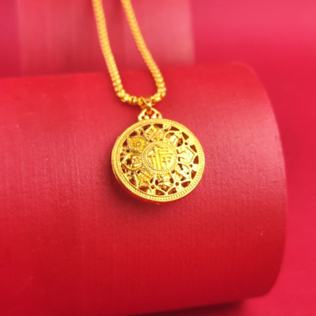 【五福圆满】八宝莲花罗盘转运项链水波链精美百搭