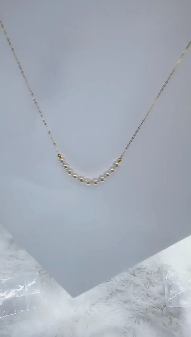 银S925镶嵌淡水珍珠DA珍珠微笑链4-5 a615