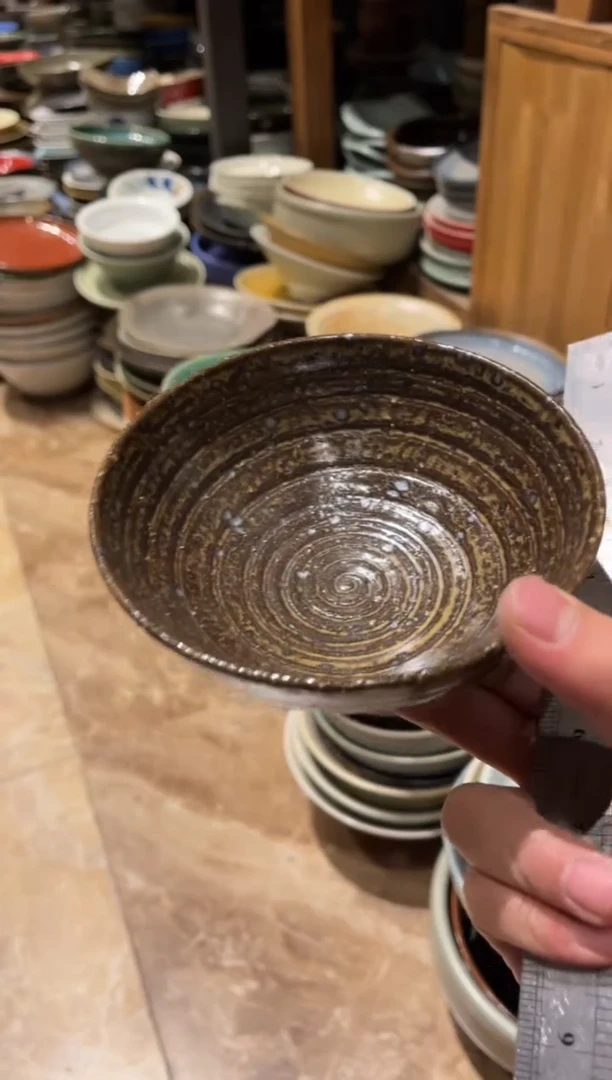 【闪购商品】瓷片134 粗陶黄螺纹米饭碗1个