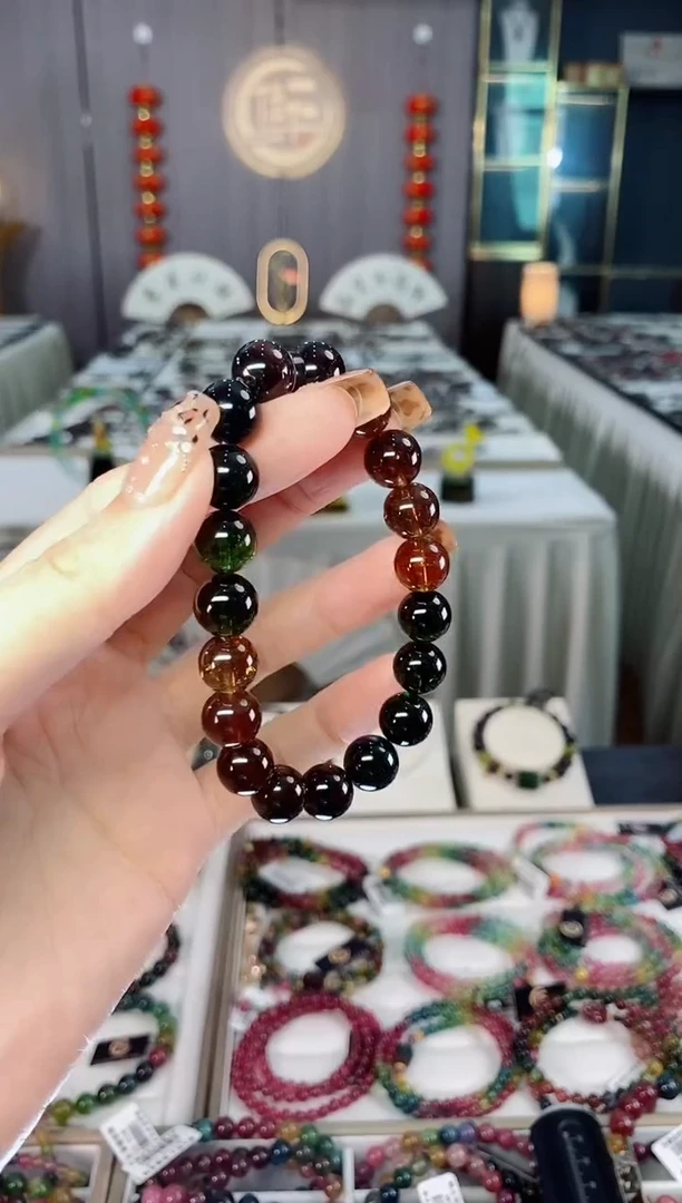 未镶嵌老矿碧玺色标单圈手串10mm+碧玺dan多样性发货一条