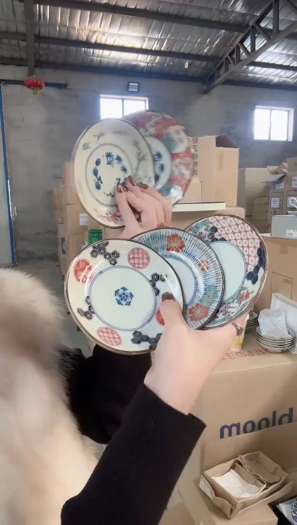 陶盒子泡水【5件套】日本进口Bloom春色满园蘸酱碟12cm*2cm