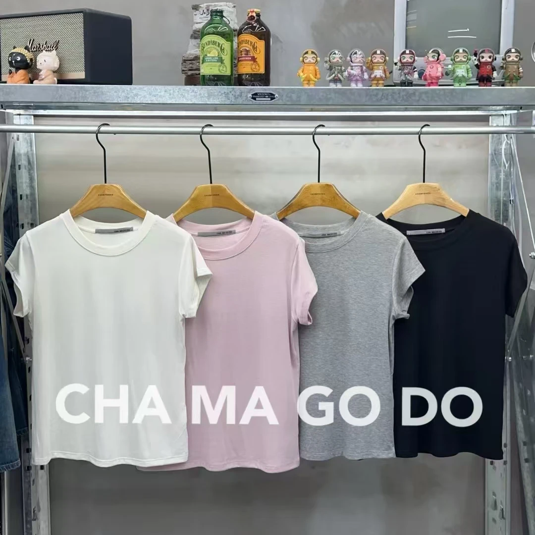 CHA MA GO DO 茶马家百搭款纯色短袖
