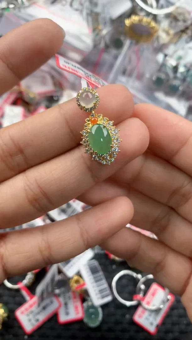 银S925镶嵌戒指翡翠111            2
