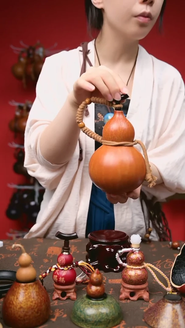 549 非遗手作 大漆葫芦 水壶酒壶  送网兜漏斗底座