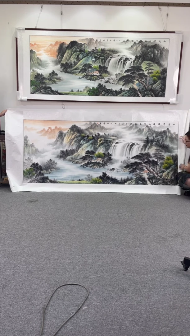 国画山为翠浪涌278*118手绘国画