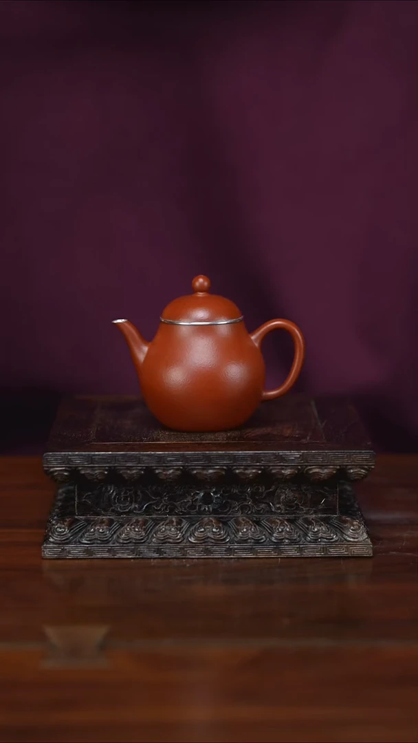 茶壶紫砂红颜 珠宝级包边 包银