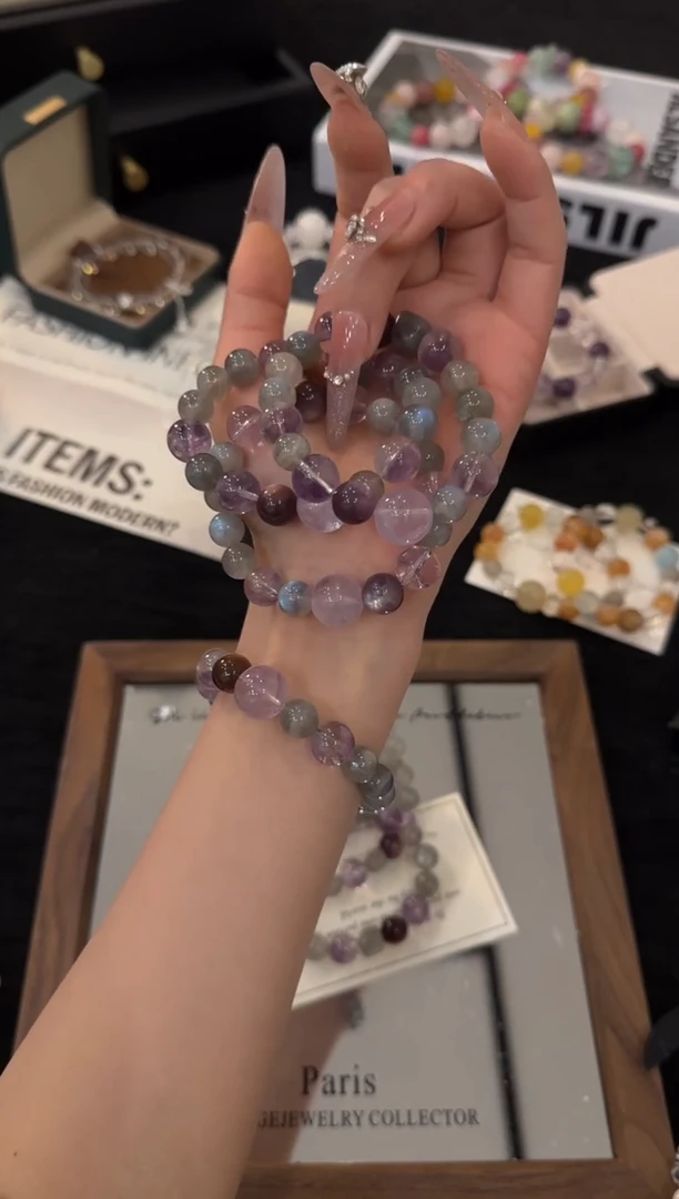 未镶嵌手链水晶灰月光多宝x3610