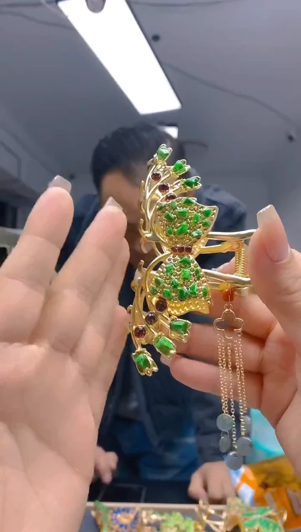 【闪购商品】翡翠耳饰合金365翡翠发簪