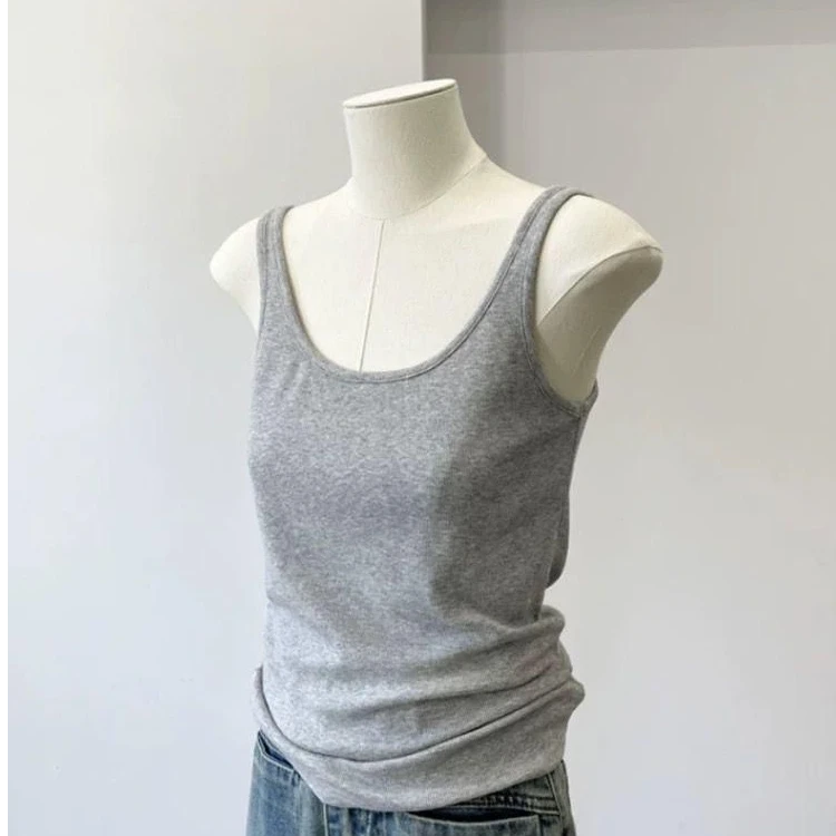 春夏新款U领吊带背心女韩版大码修身百搭外穿内搭打底无袖上衣女