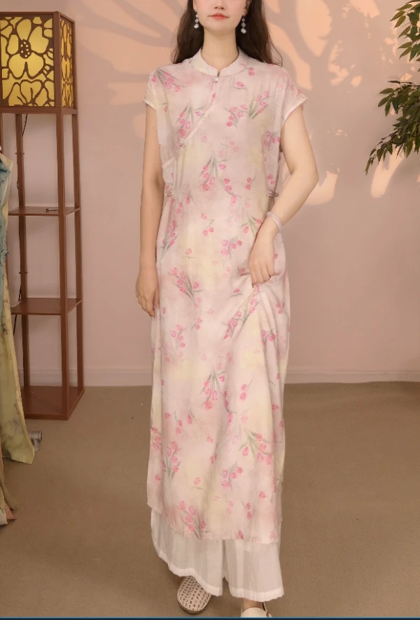 玺秀坊【郁金香】月亮袖233新款夏季女装连衣裙新中式气质百搭