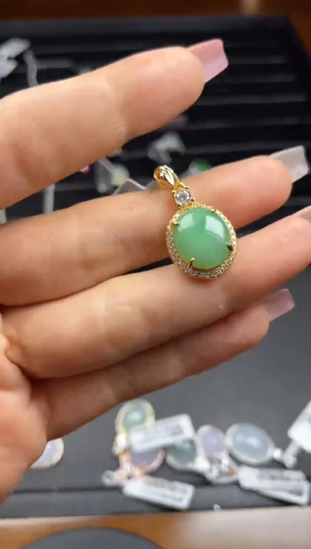 银S925镶嵌戒指翡翠天然翡翠A货