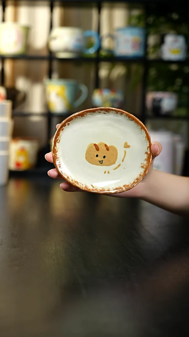 杯子面包手绘小碟子