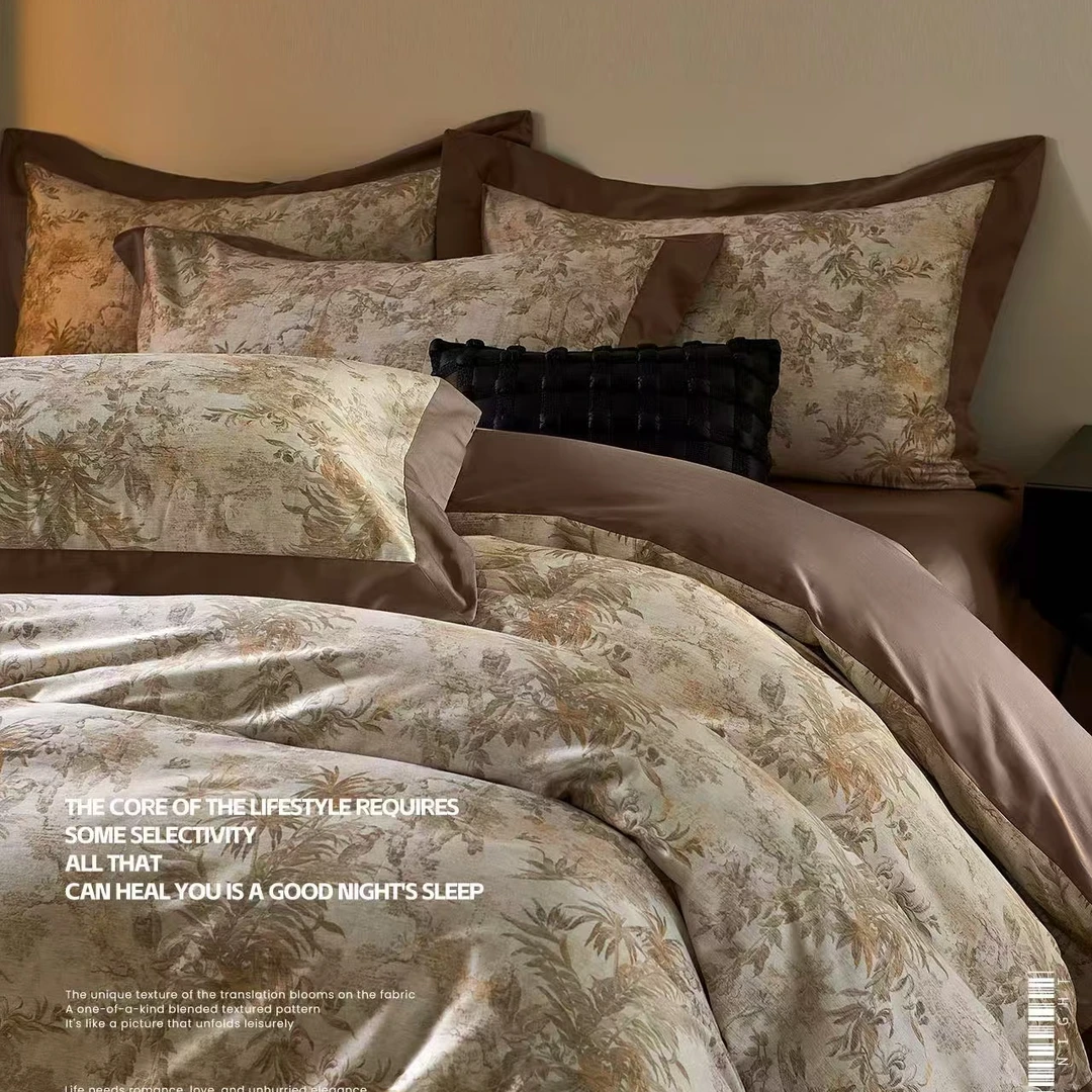 C7732 高端纯棉120s双股数码印花小拼角四件套 大马士革200*230