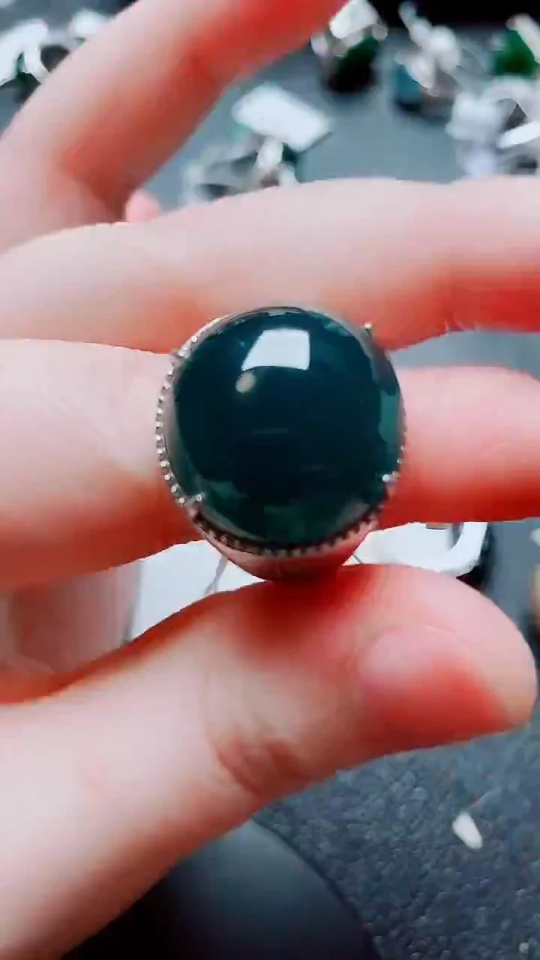 银S925镶嵌戒指翡翠翡翠