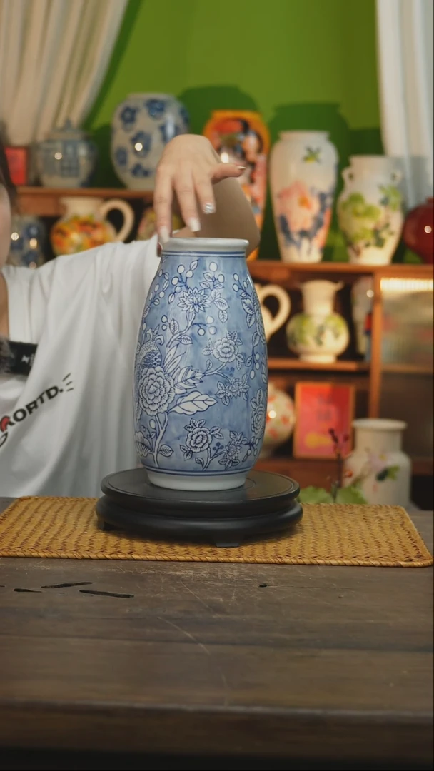 瓷片景德镇纯手工手绘花器摆件