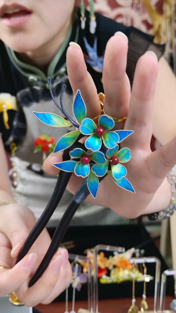刺绣纯手工绒花发簪