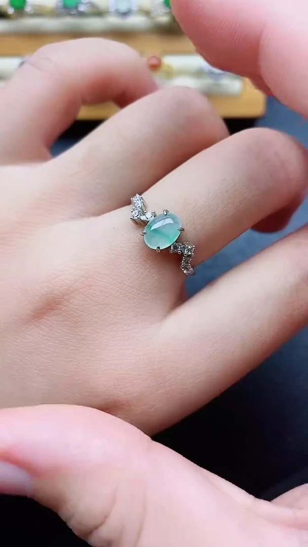 银S925镶嵌戒指翡翠1