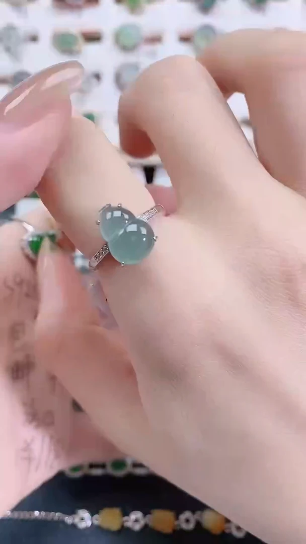 银S925镶嵌戒指翡翠天然翡翠