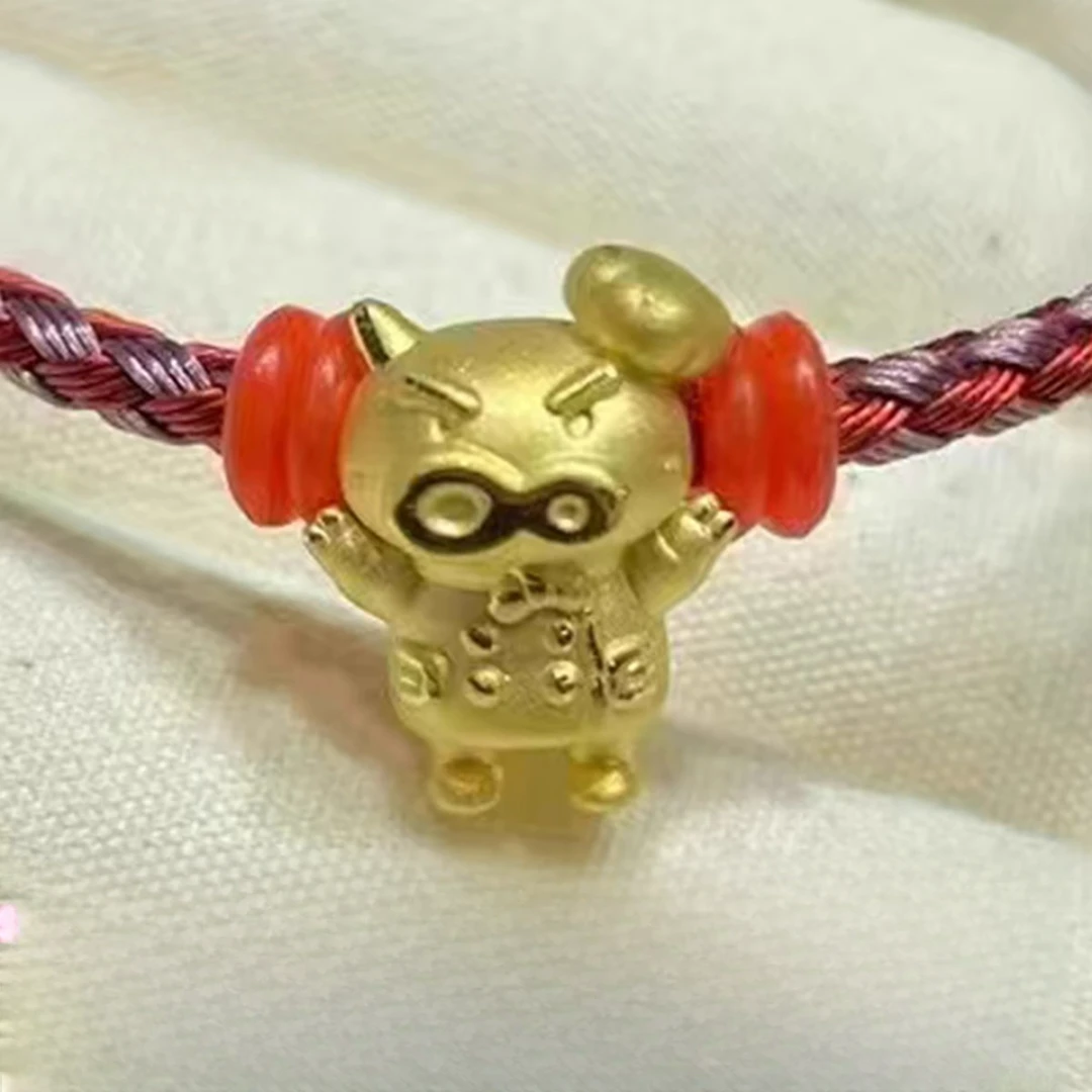 999足金肥嘟嘟左卫门黄金转运珠卡通蜡笔小新厨师小猪生肖猪金饰