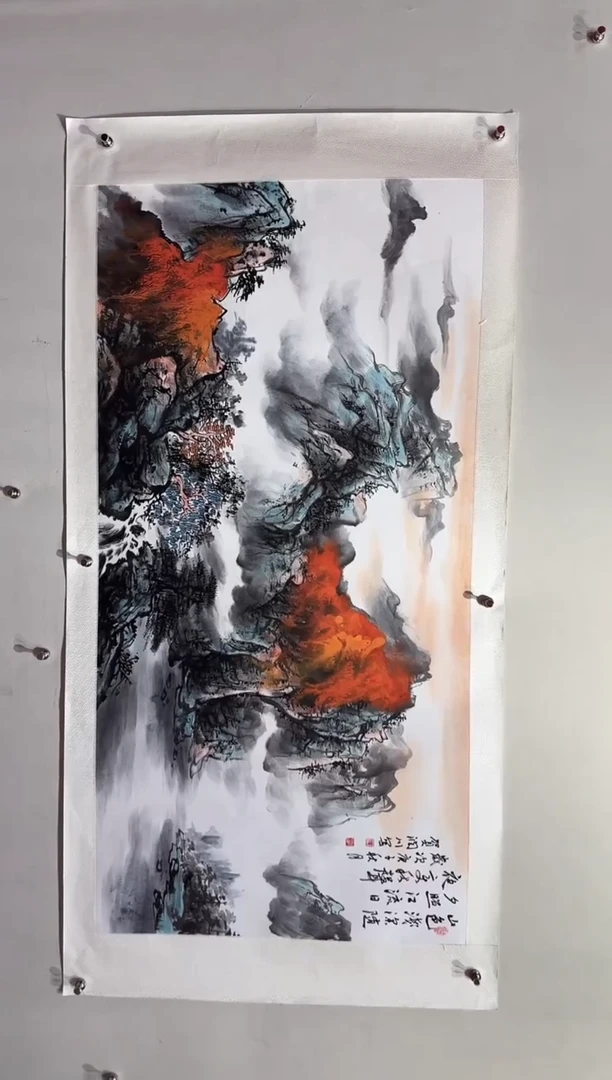 国画贺润川-国画山水8平尺