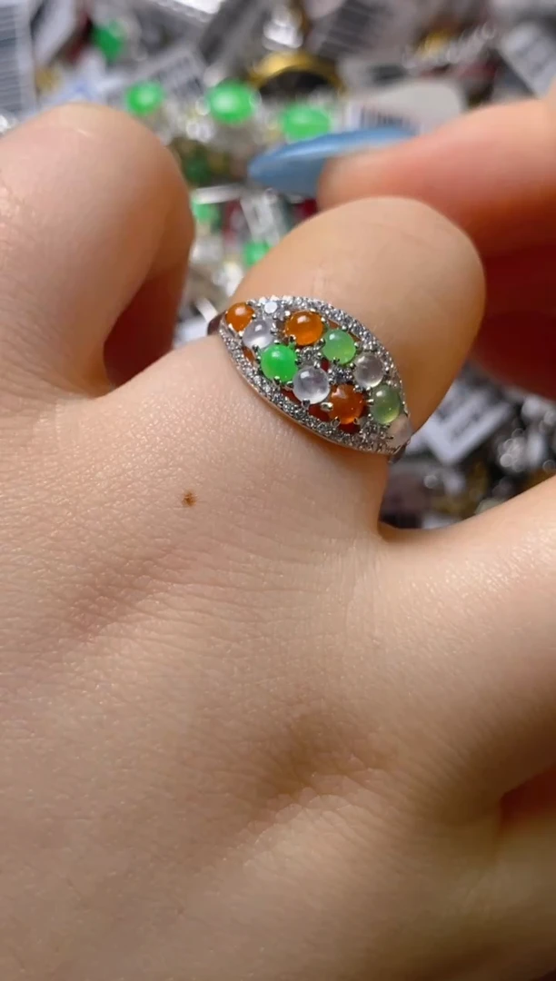 银S925镶嵌戒指翡翠百内无证书