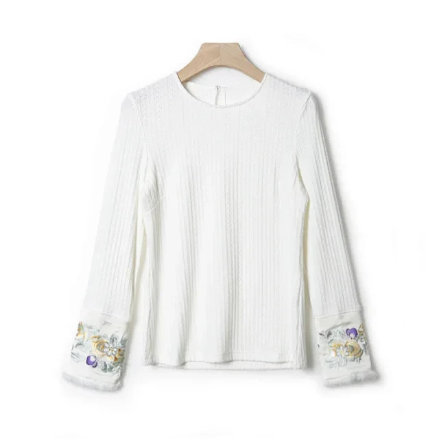 【滴滴专属】新中式彩色盘扣长袖圆领打底上衣ZZS2473