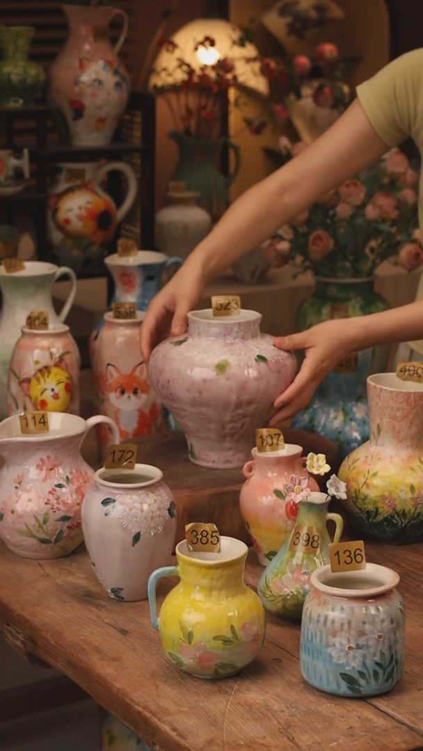 陶瓷景德镇设计师手作花器摆件侘寂风523