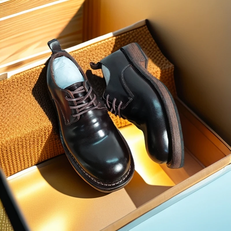 马臀德比时尚简约经典男士系带皮鞋