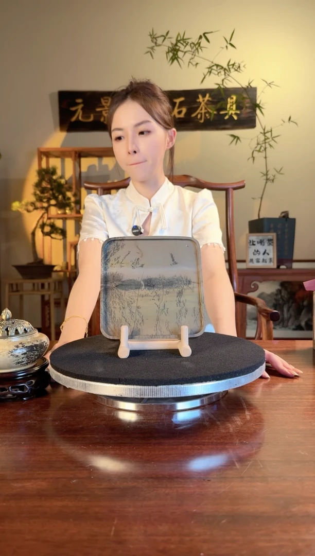 h****律国画石精美方形壶承一石一景