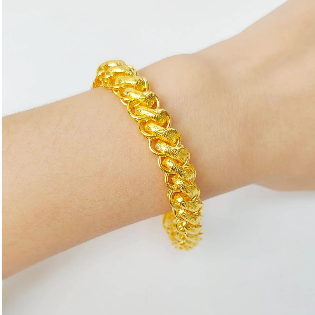 足银手链 时尚扁泰手链气质百搭经典金色手链精美不掉色可调节